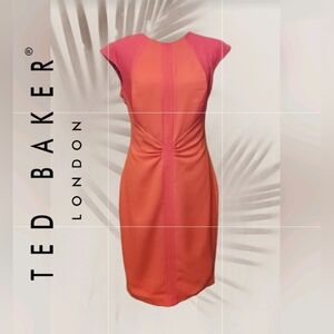 Ted Baker London Coral Acerola Mesh Panel Midi Dress Size 8 (D17)